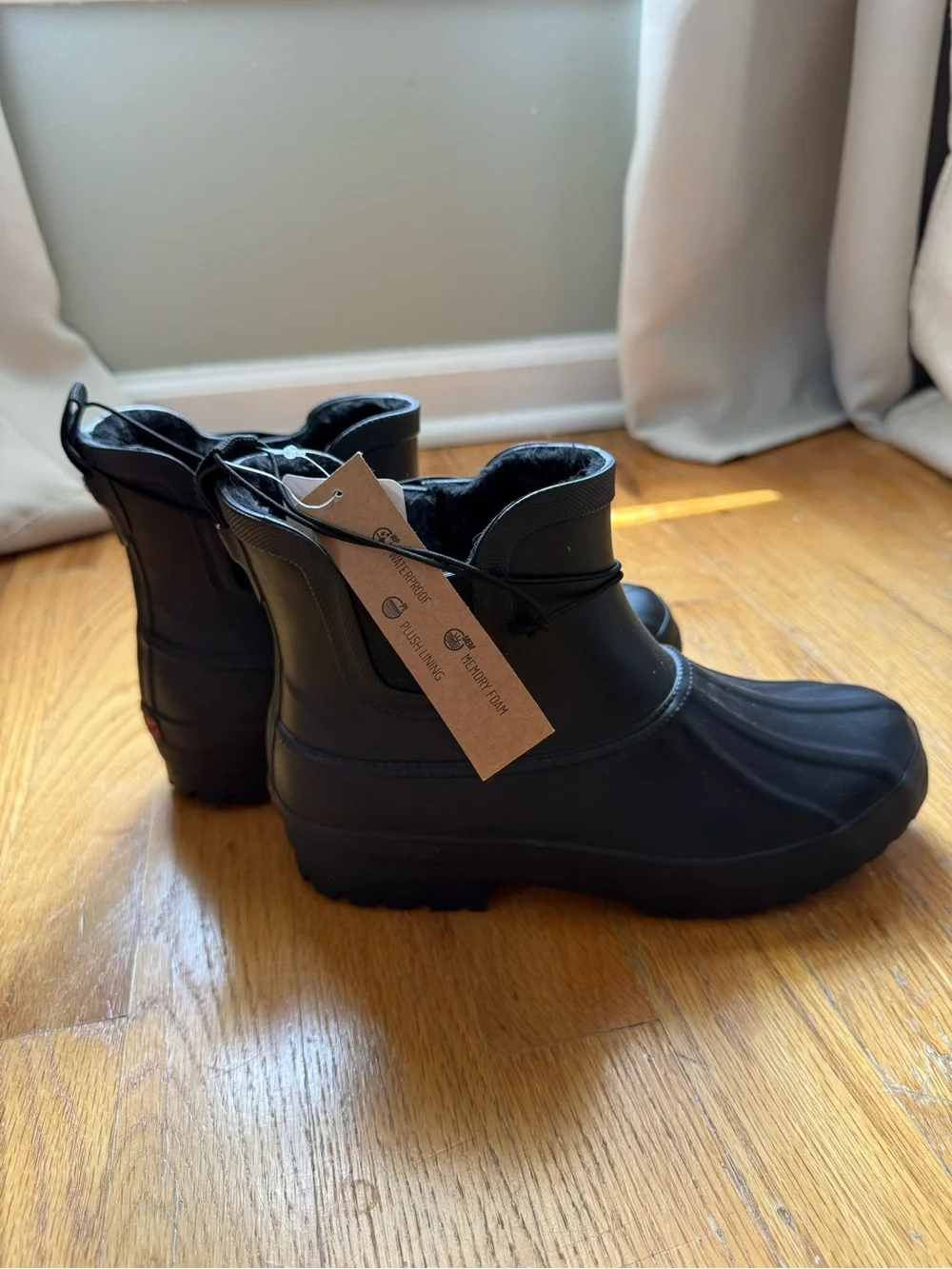Chooka Waterproof Chelsea Rain Boots Black Faux‎ Fur Lined NWT Women’s 7